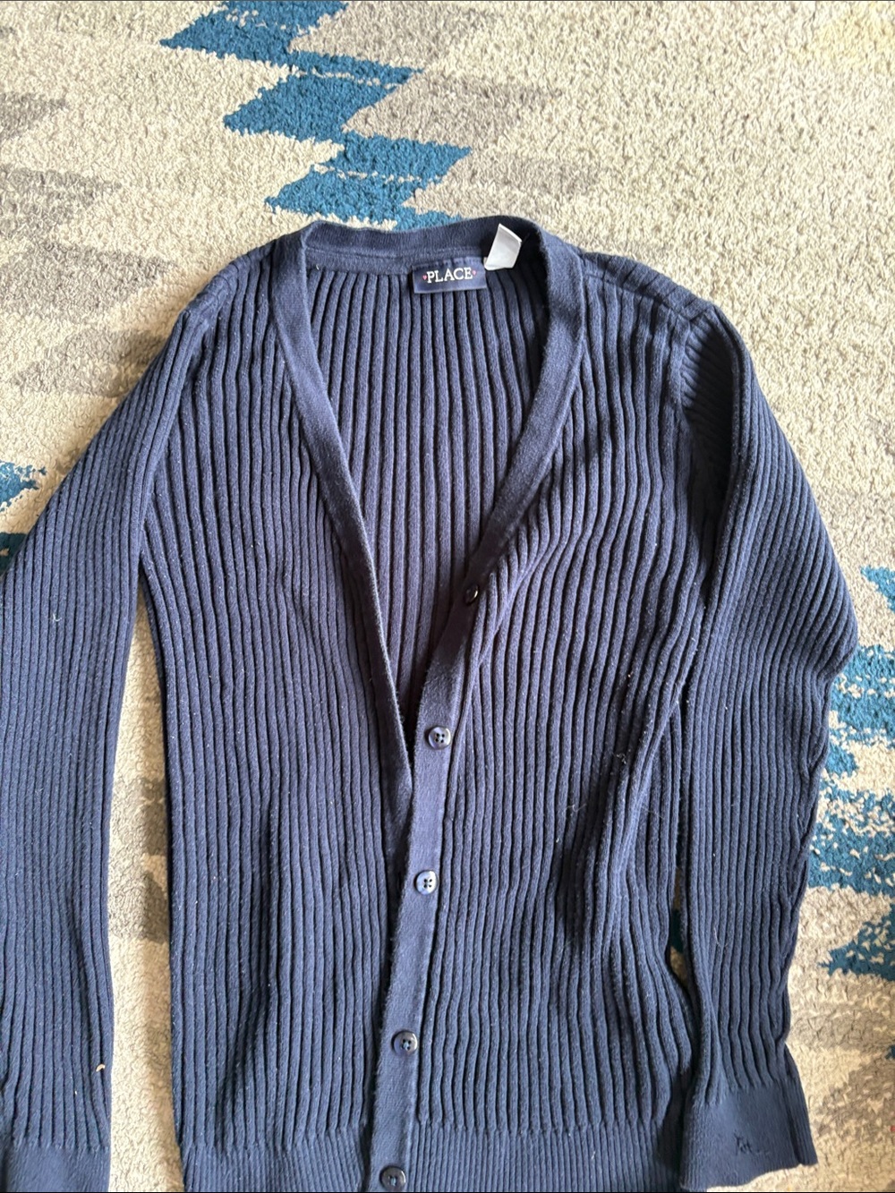 The Children's Place Navy Ribbed Button-Up Cardigan